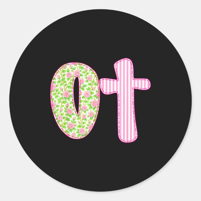 Ot Preppy Occupational Therapy, Boho Cota Girly Co Classic Round Sticker (Front)