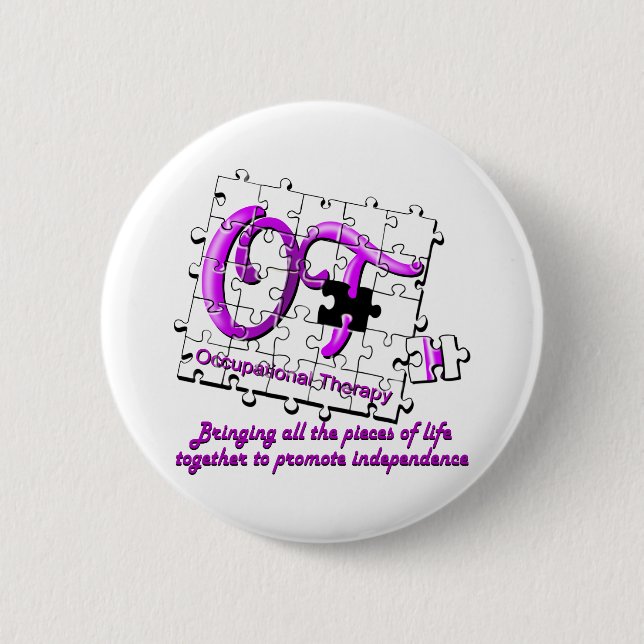 ot puzzle purple 6 cm round badge (Front)