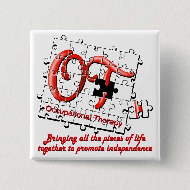 ot puzzle red 15 cm square badge (Front)