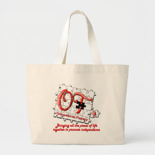 ot puzzle red large tote bag
