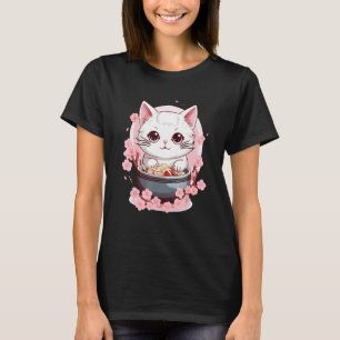 Otaku Cat Eat Japanese Ramen Noodles T-Shirt