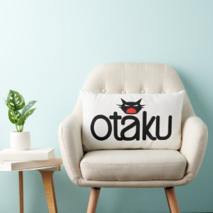 Otaku Cat Funny Slogan Lumbar Cushion