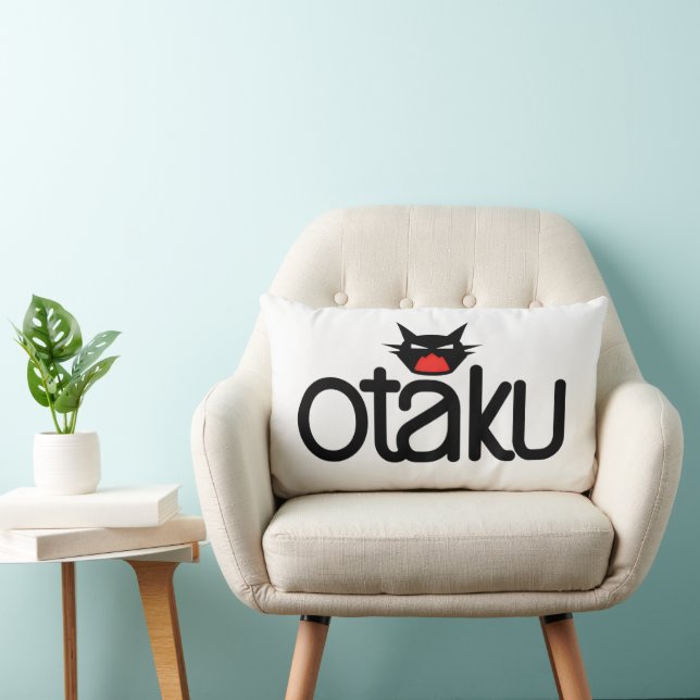 Otaku Cat Funny Slogan Lumbar Cushion (Chair)