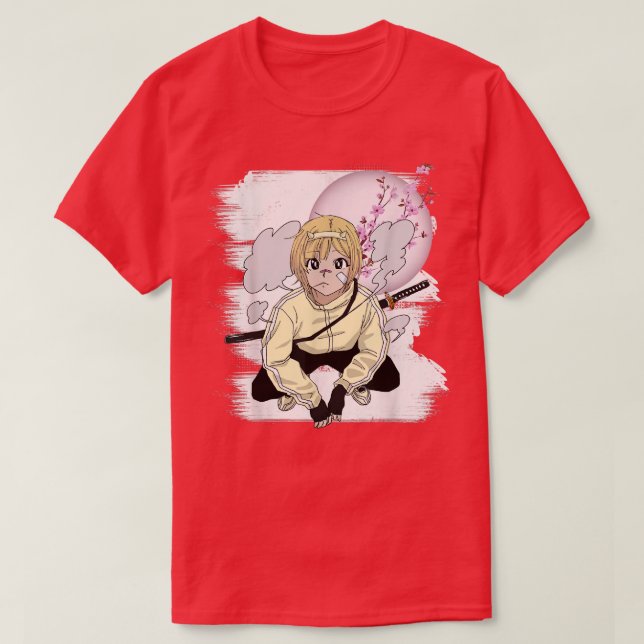 Otaku Manga Anime Girl Japanese Cherry Blossom Sak T-Shirt (Design Front)