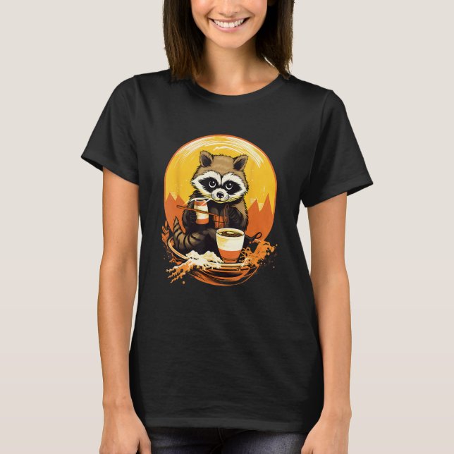 Otaku   Racoon Eat Japanese Food Ramen Noodles 2 T-Shirt (Front)