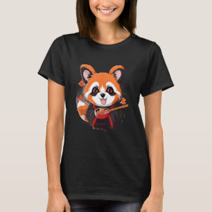 Otaku  Red Panda Eat Ramen Noodles Cherry Blossom T-Shirt