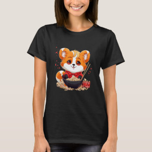 Otaku  Red Panda Eat Ramen Noodles Cherry Blossom T-Shirt