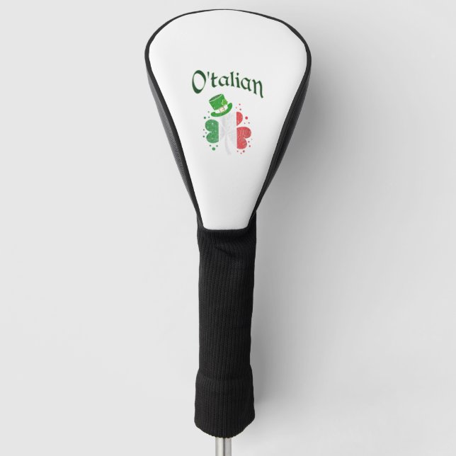 O'talian Irish St. Patrick's Day Shamrock Italian  Golf Head Cover (Front)