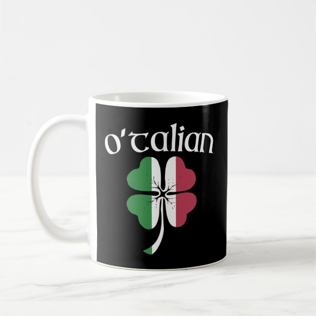 O'Talian Italian Irish St Patrick'S Day Shamrock F Coffee Mug (Left)