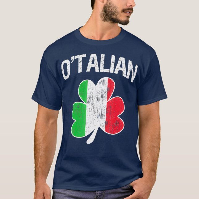OTalian Italian Shamrock Flag Italy Pride Irish T-Shirt (Front)