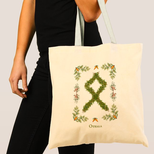Othala Rune in Evergreen Branches Personalized Tote Bag (Creator Uploaded)