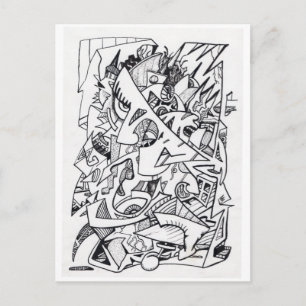 Other Planes of Here, ink drawing Postcard