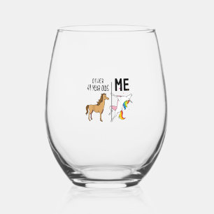 Other Unicorn 49 Year Olds Birthday And Me Gift Fo Stemless Wine Glass