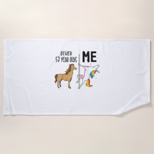 Other Unicorn 57 Year Olds Birthday And Me Gift Fo Beach Towel
