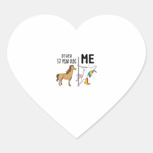 Other Unicorn 57 Year Olds Birthday And Me Gift Fo Heart Sticker