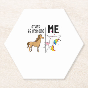 Other Unicorn 66 Year Olds Birthday And Me Gift Fo Paper Coaster