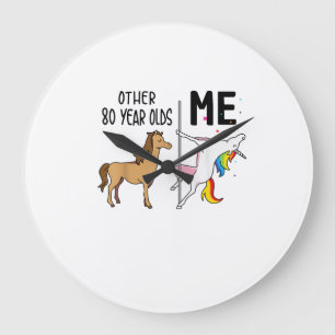 Other Unicorn 80 Year Olds Birthday And Me Gift Fo Large Clock