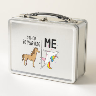 Other Unicorn 80 Year Olds Birthday And Me Gift Fo Metal Lunch Box