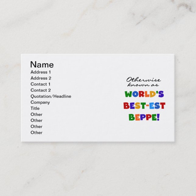 Otherwise Known as Best-est Beppe Business Card (Front)