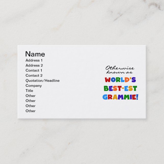 Otherwise Known as Best-est Grammie Gifts Business Card (Front)