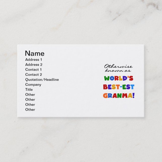 Otherwise Known as Best-est Granma Gifts Business Card (Front)