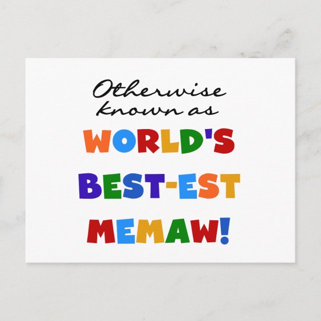 Otherwise Known as Best-est Memaw Tshirts Postcard (Front)