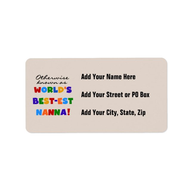 Otherwise Known as Best-est Nanna Gifts Label (Front)