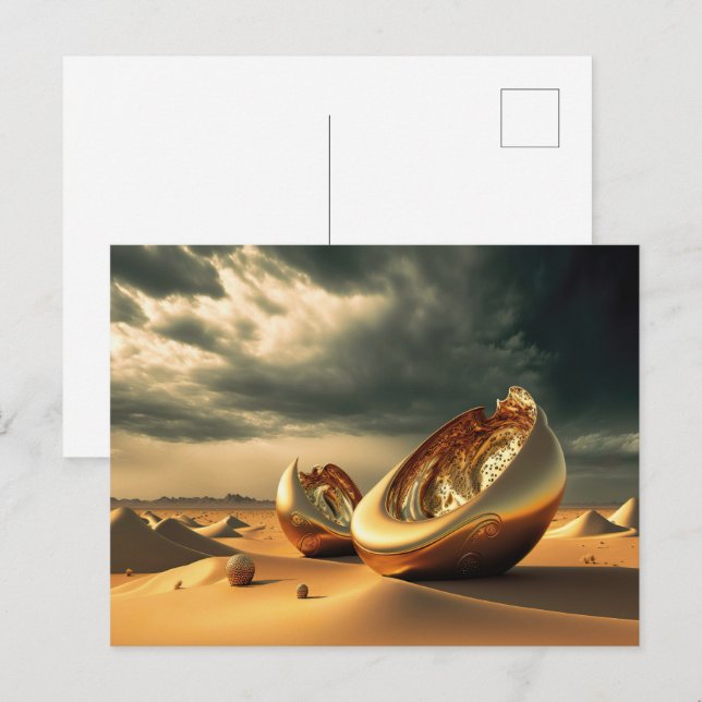 Otherworld Relics – Surreal Desert Sculpture Postcard (Front/Back)