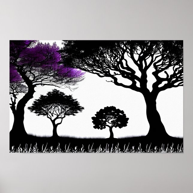 Otherworldly Black and White with Surreal Purple Poster (Front)