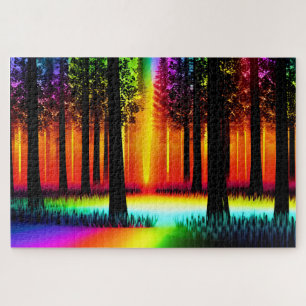 Otherworldly Orange and Yellow in Rainbow Forest Jigsaw Puzzle