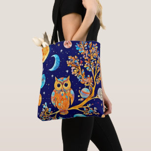 Otherworldly Owl Art: Celestial Wonders Tote Bag