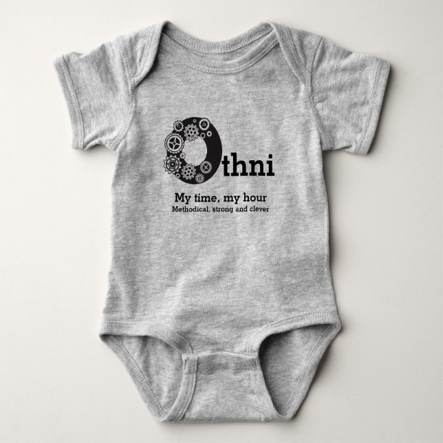 Othni boys name and meaning time cogs baby bodysuit (Front)