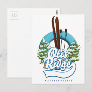 Otis Ridge Massachusetts ski logo Postcard