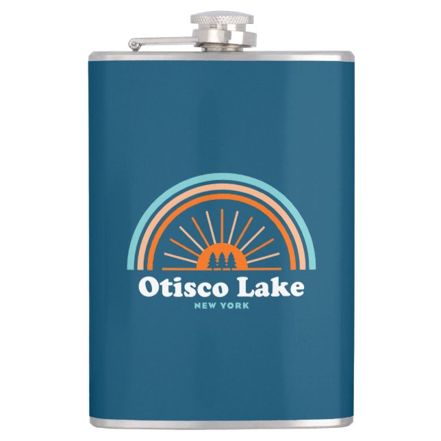 Otisco Lake New York Rainbow Hip Flask (Front)
