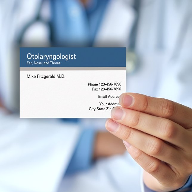 Otolaryngologist Ear Nose Throat Doctor Business Card (Creator Uploaded)