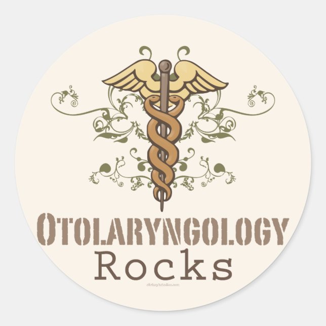 Otolaryngology Rocks Caduceus Stickers (Front)