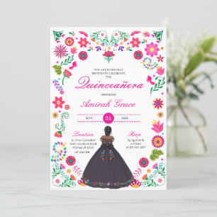 Otomi Embroidery Princess Quinceañera Invitation