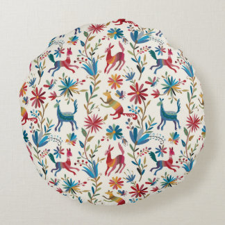 Otomi Inspired Design Round Cushion