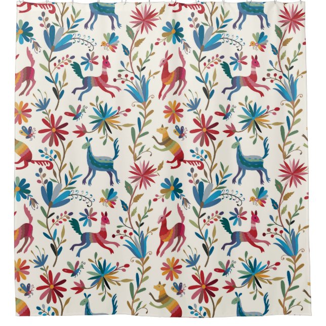 Otomi Inspired Design Shower Curtain (Front)