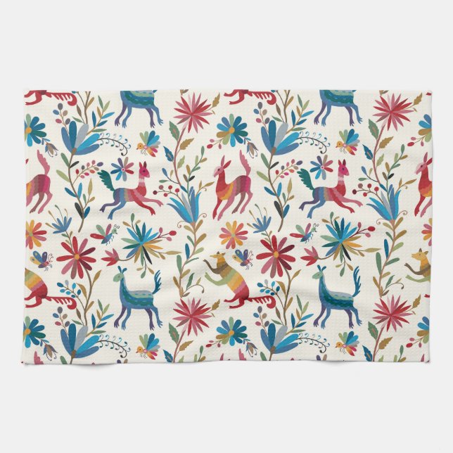 Otomi Inspired Design Tea Towel (Horizontal)