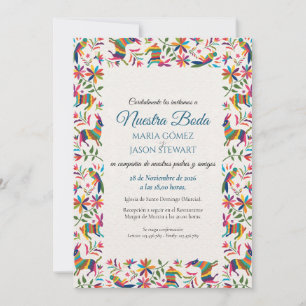 Otomi Tenangos Colourful Folk Art Spanish Wedding Invitation