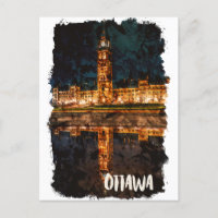 Ottawa Canada By Night Travel Watercolor