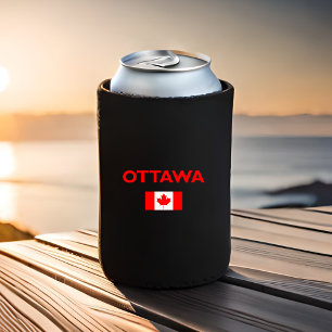 Ottawa Canada Canadian Flag Dark Colour Can Cooler