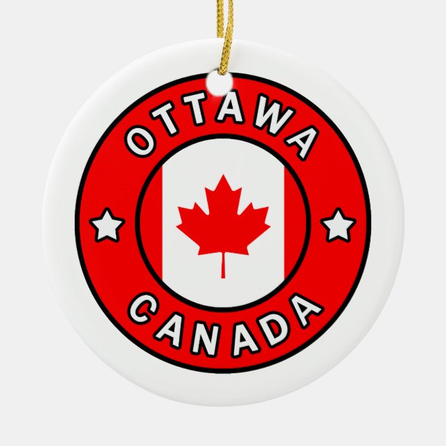 Ottawa Canada Ceramic Tree Decoration (Front)
