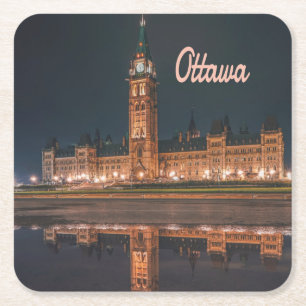 Ottawa Canada Ontario Parliament Hill Square Paper Coaster