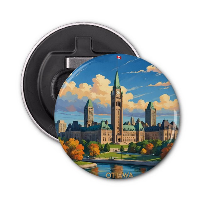 Ottawa Canada Parliament Building, City Skyline Bottle Opener (Front)