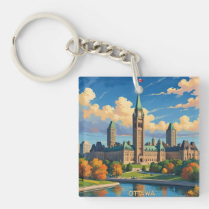 Ottawa Canada Parliament Building, City Skyline Key Ring