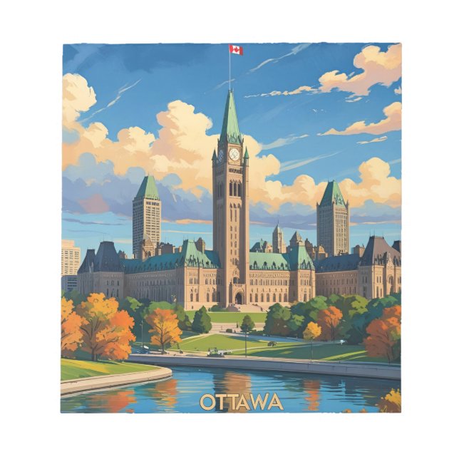 Ottawa Canada Parliament Building, City Skyline Notepad (Front)