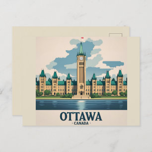 Ottawa Canada Parliament Building, City Skyline Postcard