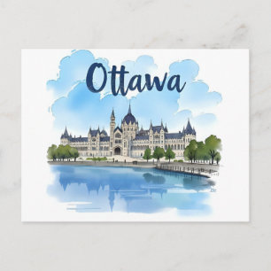 Ottawa Canada Parliament Building, City Skyline Postcard